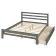 Gray Wood Full With Two Drawers Bed Frame Sale