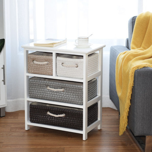 Storage Drawer Nightstand Woven Basket Cabinet Bedside Table Online