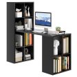 Modern Computer Desk with 12 Cubes Bookshelf-Black For Sale