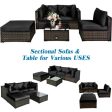 5 Pcs Outdoor Patio Rattan Furniture Set Sectional Conversation with Cushions-Black Hot on Sale