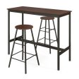 3 Piece Pub Table and Stools Kitchen Dining Set-Brown Online