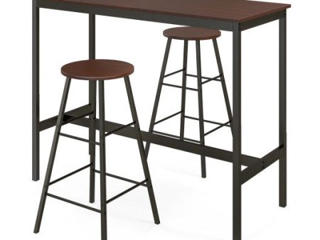 3 Piece Pub Table and Stools Kitchen Dining Set-Brown Online