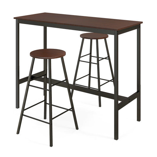 3 Piece Pub Table and Stools Kitchen Dining Set-Brown Online