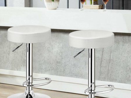 1 PC Round Bar Stool Adjustable Swivel Pub Chair-White Supply