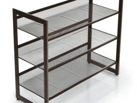 2 3 4 Tiers Flat and Slant Metal Shoe Rack for Entryway Hallway-3-Tier Discount