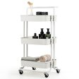 3-Tier Utility Cart Storage Rolling Cart with Casters-White Discount