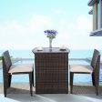 3 Pieces Cushioned Wicker Patio Bistro Set with No Assembly Needed Online Sale