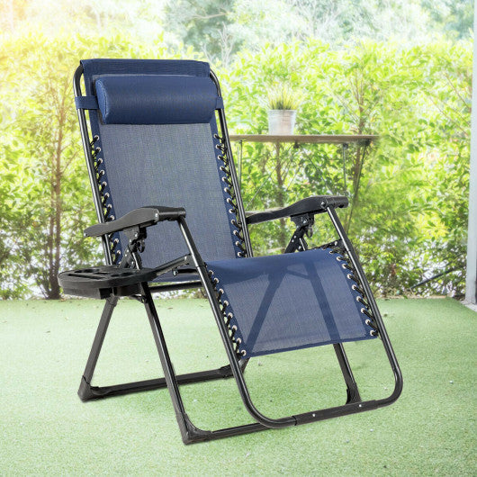 Oversize Lounge Chair with Cup Holder of Heavy Duty for outdoor-Navy on Sale