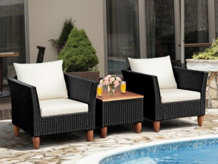 3 Pieces Outdoor Patio Rattan Furniture Set with Coffee Table Online now