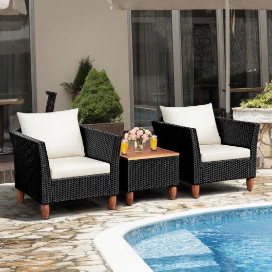 3 Pieces Outdoor Patio Rattan Furniture Set with Coffee Table Online now