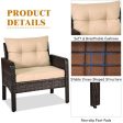 3 Pieces Outdoor Patio Rattan Conversation Set with Seat Cushions-Beige Online Sale