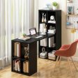 Modern Computer Desk with 12 Cubes Bookshelf-Black For Sale