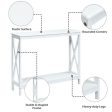 2-Tier Console X-Design Sofa Side Accent Table-White on Sale