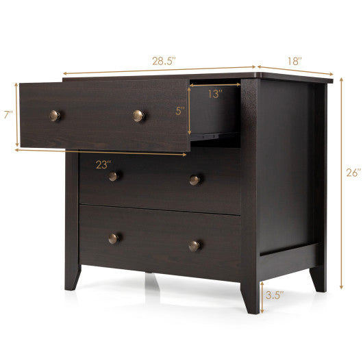 3 Drawer Dresser Chest of Drawers Bedside Table-Espresso Discount