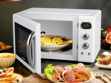 0.9 Cu.ft Retro Countertop Compact Microwave Oven-White For Discount