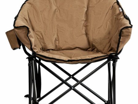 Folding Camping Moon Padded Chair with Carrying Bag-Brown Hot on Sale