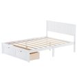 White Ribbed Texture Wood Full With Two Drawers Bed Frame Discount