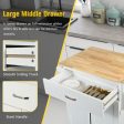 Utility Rolling Storage Cabinet Kitchen Island Cart with Spice Rack-White Hot on Sale