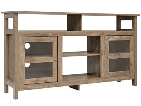 58 Inch TV Stand Entertainment Console Center with 2 Cabinets-Natural For Sale