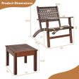 3 Pieces Outdoor Wooden Patio Rattan Furniture Set Online