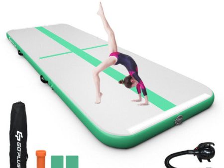 10 Feet Inflatable Gymnastics Tumbling Mat with Pump-Green Online Hot Sale