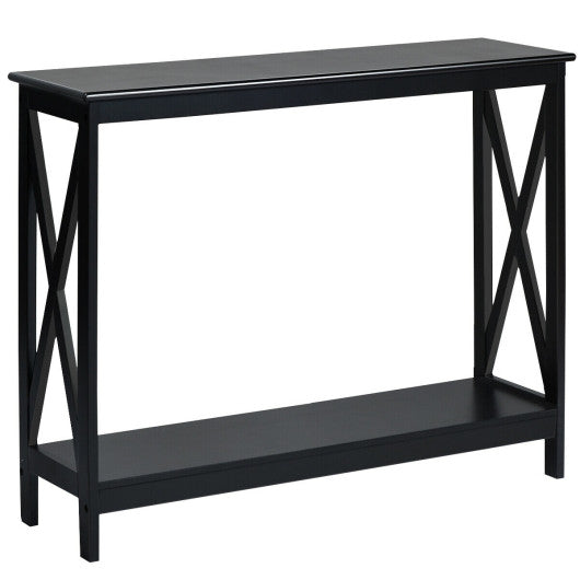 2-Tier Console X-Design Sofa Side Accent Table-Black Online