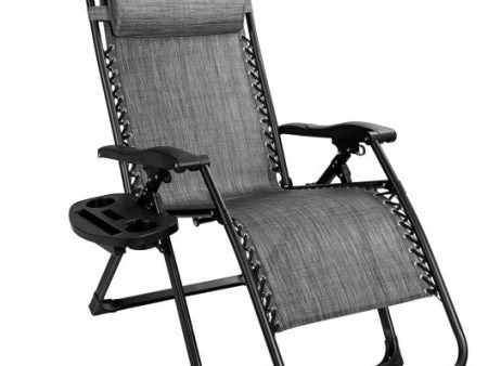 Oversize Lounge Chair with Cup Holder of Heavy Duty for outdoor-Gray Online Sale