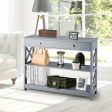 Console Table 3-Tier with Drawer and Storage Shelves-Gray Sale