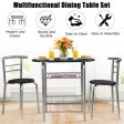 3 pcs Home Kitchen Bistro Pub Dining Table 2 Chairs Set- Silver For Discount