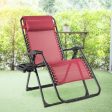 Oversize Lounge Chair Patio Heavy Duty Folding Recliner-Dark Red Online now