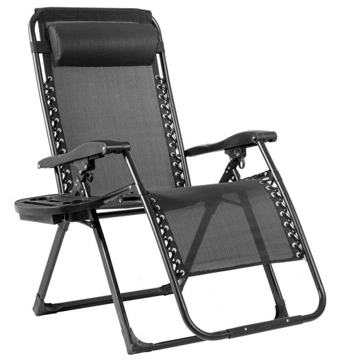 Oversize Lounge Chair with Cup Holder of Heavy Duty for outdoor-Black For Discount