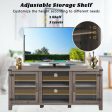 TV Stand Entertainment Center for TVs up to 65 Inch with Storage Cabinets-Gray Hot on Sale