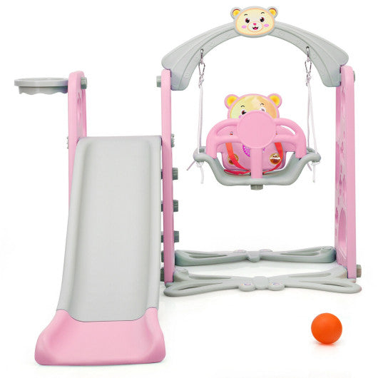 3 in 1 Toddler Climber and Swing Set Slide Playset-Pink Supply