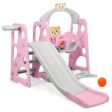 3 in 1 Toddler Climber and Swing Set Slide Playset-Pink Supply