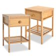 Set of 2 Bamboo End Tables with Drawer and Open Shelf-Natural Discount