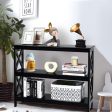 3-Tier Console X-Design Sofa Side Accent Table-Black Fashion