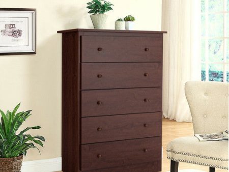 Functional Storage Organized Dresser with 5 Drawer-Brown Fashion