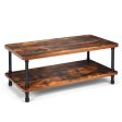 Industrial Vintage Coffee Table with 2-Tier Storage Shelf Online Hot Sale