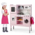 Pretend Play Kitchen for Kids with 16 Pieces Accessories-Pink Cheap