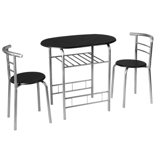 3 pcs Home Kitchen Bistro Pub Dining Table 2 Chairs Set- Silver For Discount