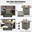 28 Inch 40 000 BTU Square Fire Pit Table with Lid and Lava Rocks-Gray Cheap