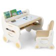 Kids Drawing Table and Chair Set with Watercolor Pens and Blackboard Eraser-Brown Online Sale