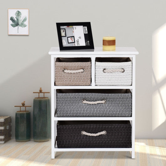 Storage Drawer Nightstand Woven Basket Cabinet Bedside Table Online