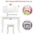 Kids Makeup Dressing Table with Tri-folding Mirror and Stool-White Cheap