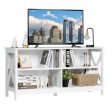 Wooden TV Stand Entertainment for TVs up to 55 Inch with X-Shaped Frame-White For Discount