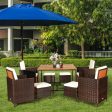 9 Pieces Patio Rattan Dining Cushioned Chairs Set-White Supply