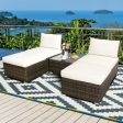 5 Pieces Patio Rattan Furniture Set with Cushioned Armless Sofa-White Discount