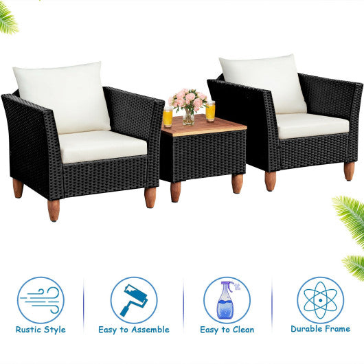 3 Pieces Outdoor Patio Rattan Furniture Set with Coffee Table Online now