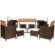 9 Pieces Patio Rattan Dining Cushioned Chairs Set-White Supply