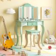 Kids Vanity Set with Tri-folding Mirror-Green Fashion